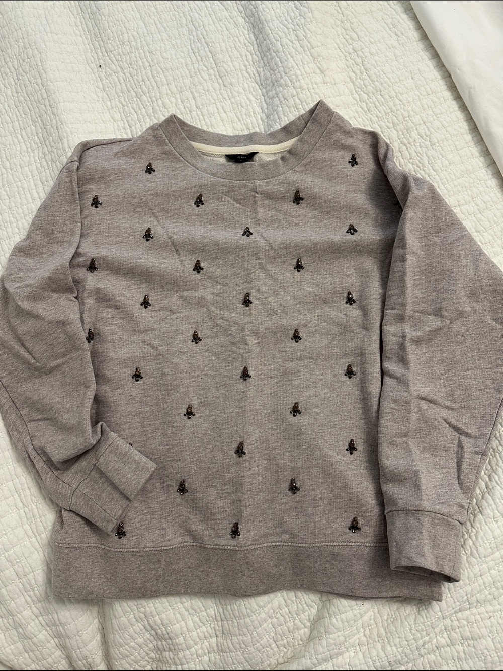 J. Crew Sparkly Embellished Heather Gray/taupe Sweatshirt